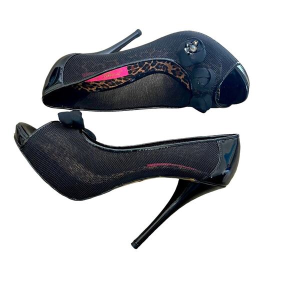 Betsey Johnson Women's Alexandra Open Toe Mesh Pumps Shoes Black Size 8.5 - Picture 9 of 12